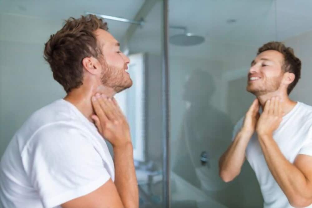 man happy with close shave