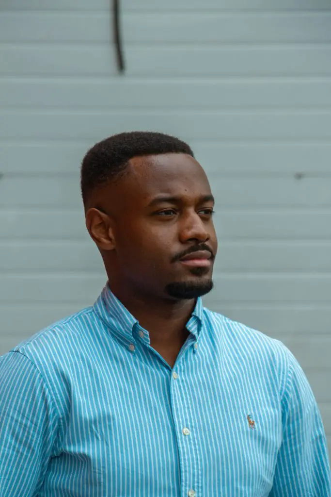 well-trimmed black man's beard